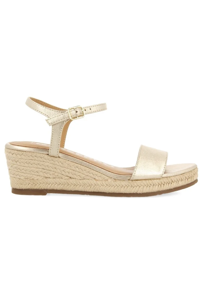 Sandale-espadrile wedge de piele, Auriu