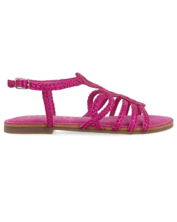 Sandale de piele cu model impletit Yakima, Fucsia
