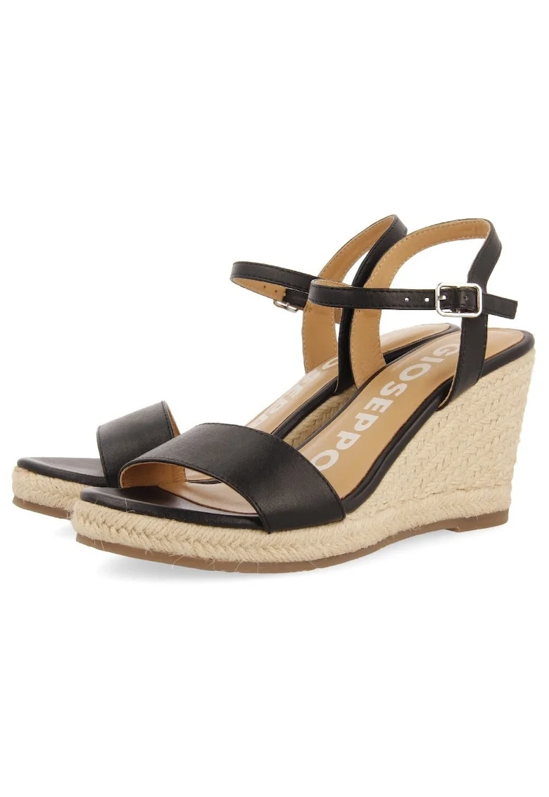 Sandale-espadrile de piele, Negru