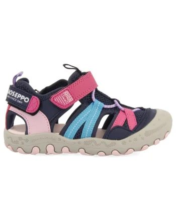 Sandale fisherman cu velcro, Roz/Albastru deschis