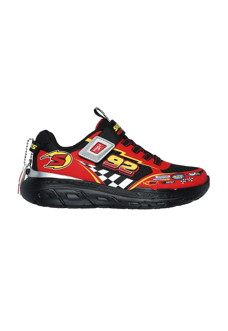 Pantofi sport cu velcro Skech Tracks, Rosu/Negru/Portocaliu