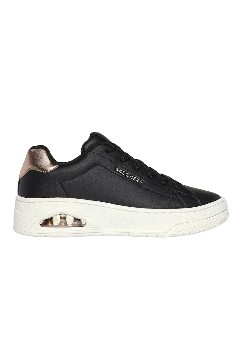 Pantofi sport de piele ecologica Uno Court, Negru/Auriu rose