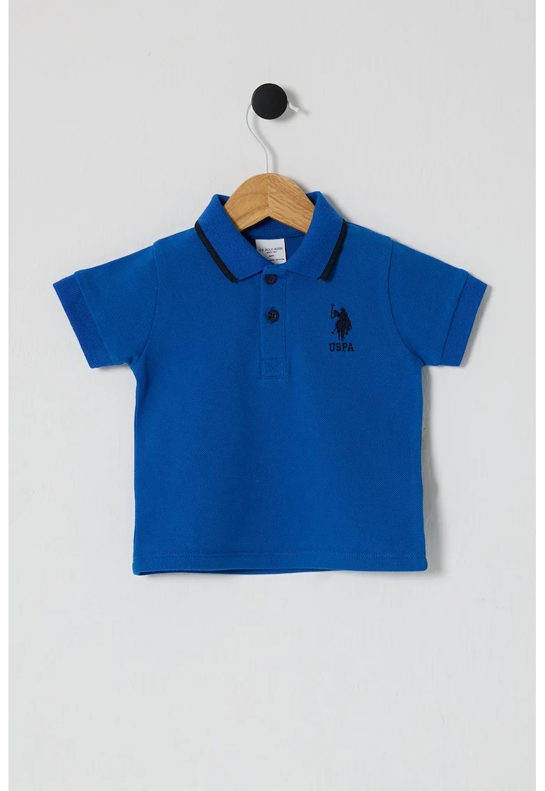 Tricou polo de bumbac, Negru/Albastru royal