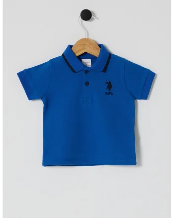 Tricou polo de bumbac, Negru/Albastru royal