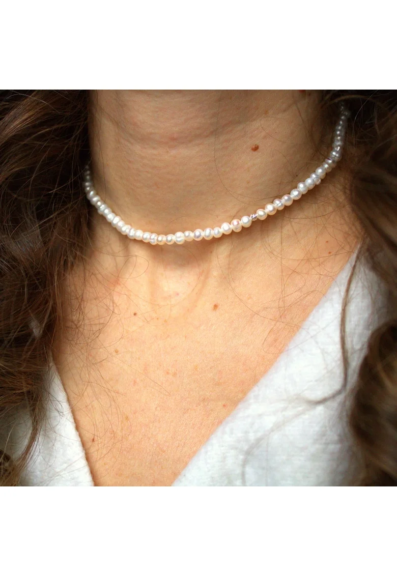 Colier Simple Pearls din perle de cultura si argint, 38 cm