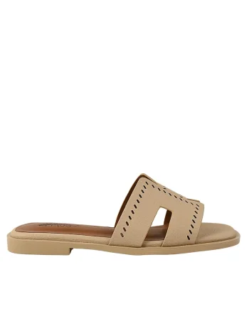 Papuci casual, dama,  XS60029A bej, piele naturala, Bej