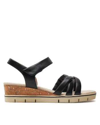 Sandale dama,  30366623137, Piele naturala, Negru