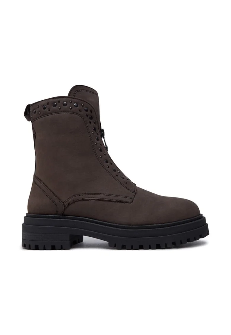 Botine dama,  44395, Piele naturala, Gri