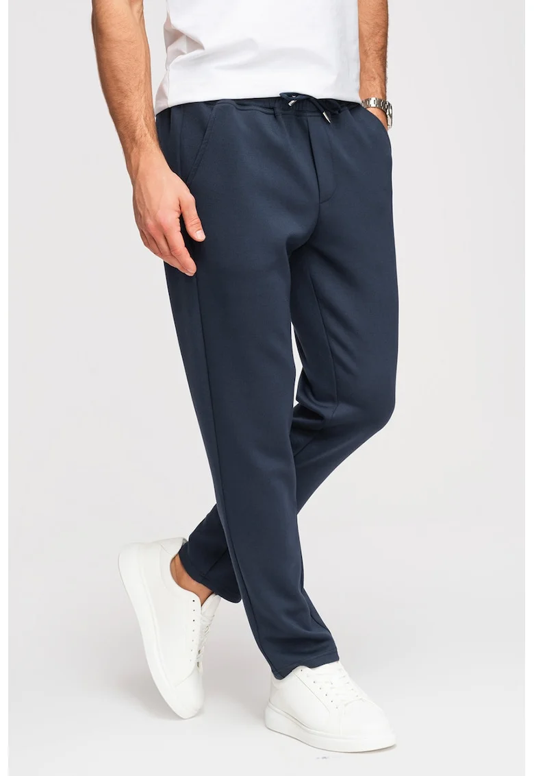 Pantaloni de trening chino regular fit cu snur, Bleumarin