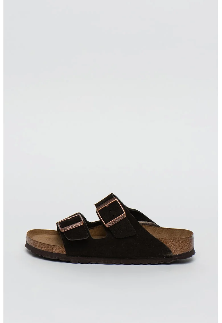 Papuci de piele unisex Arizona, Maro inchis