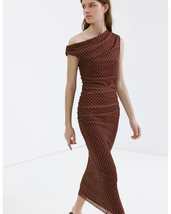 Rochie cambrata cu buline, Maro
