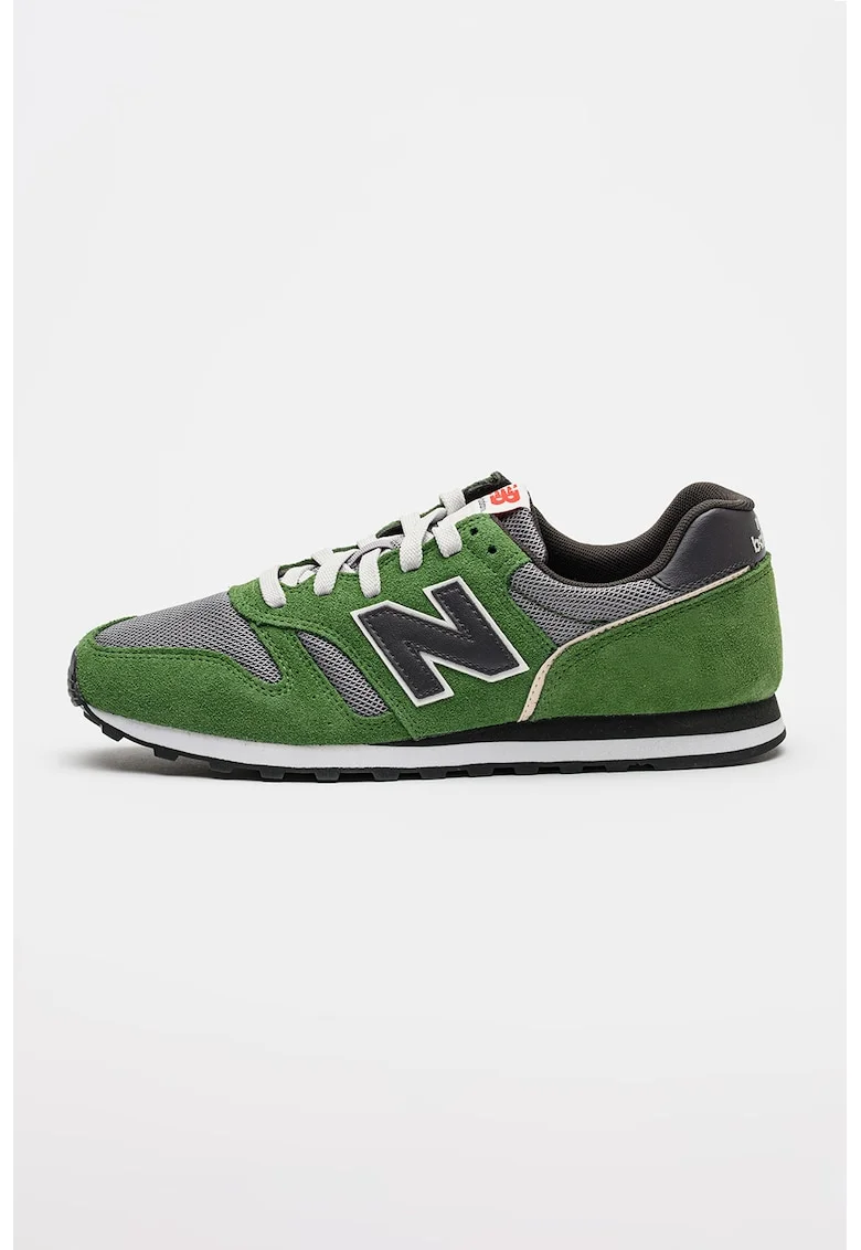 Pantofi sport 373 cu insertii din piele intoarsa, Gri/Verde englez
