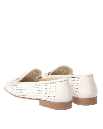 Pantofi loafer din piele cu varf patrat, Alb murdar