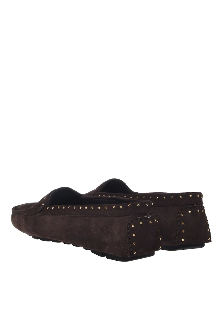 Pantofi loafer din piele cu tinte, Maro
