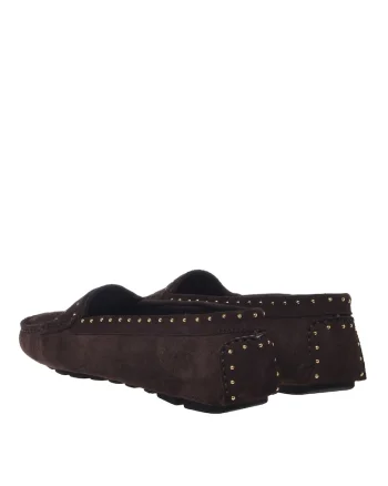 Pantofi loafer din piele cu tinte, Maro