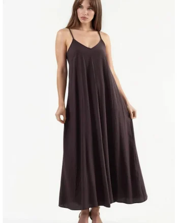 Rochie midi tip furou,  decolteu in V, poliester, Maro