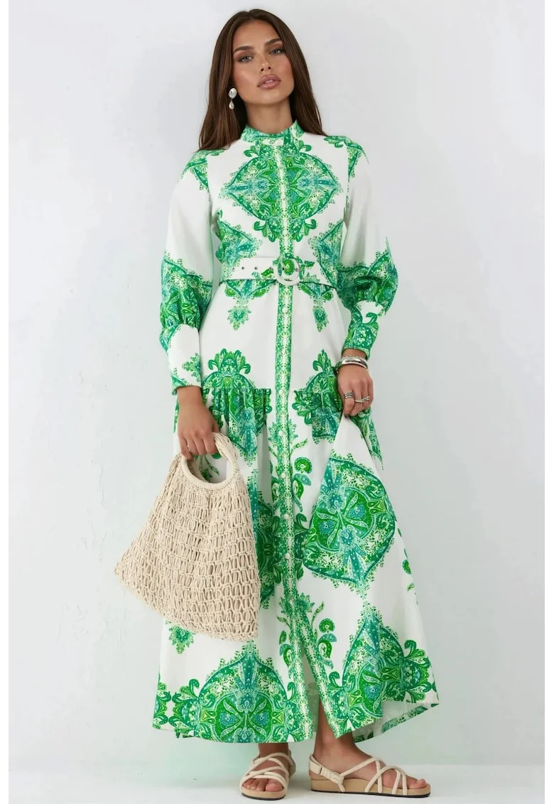 Rochie Maxi Paisley, Verde