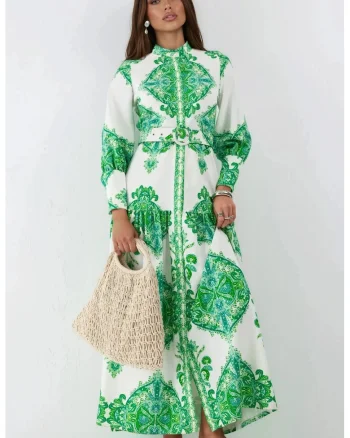 Rochie Maxi Paisley, Verde