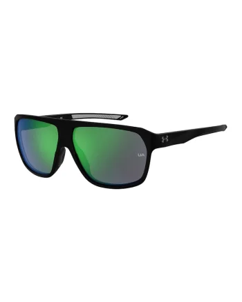 Ochelari de soare dreptunghiulari cu logo discret si model unisex, Negru