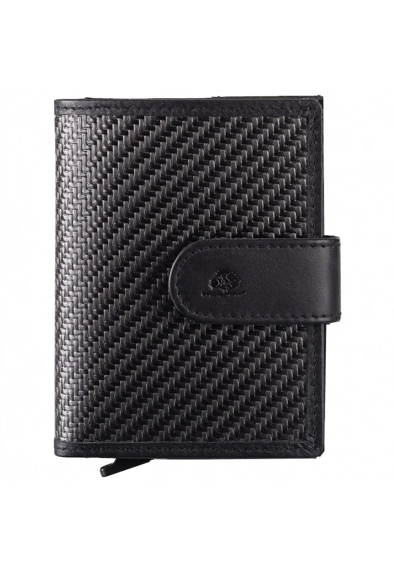 Portofel carduri unisex piele naturala negru 8 x 10 x 2.5 cm, Carbon Nappa,