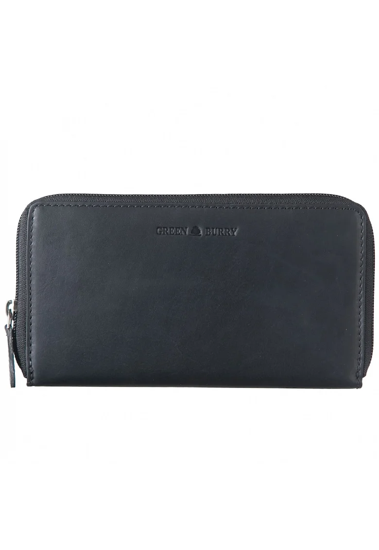 Portofel dama piele naturala negru 19.5 x 10.5 x 2.5 cm, Pure Black,