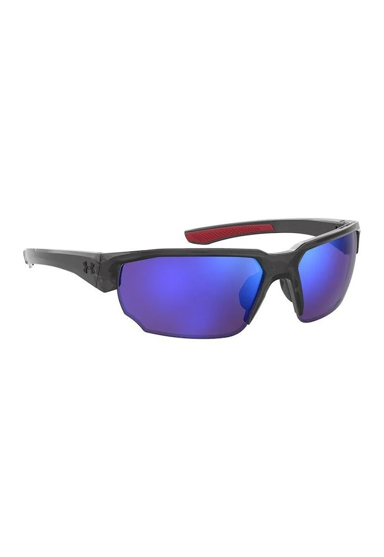 Ochelari de soare wrap cu model unisex, Rosu vintage/Gri antracit