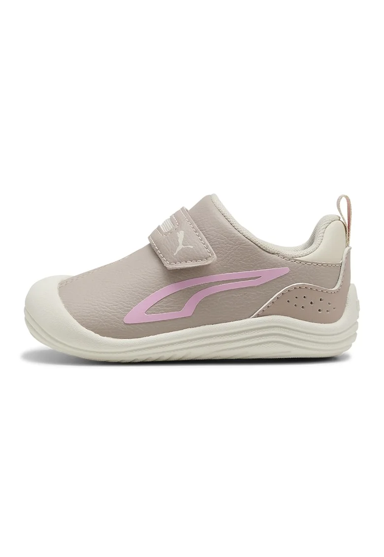 Pantofi sport Kitten de piele ecologica cu banda velcro, Bej inchis/Bej deschis