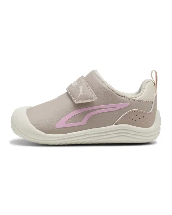 Pantofi sport Kitten de piele ecologica cu banda velcro, Bej inchis/Bej deschis