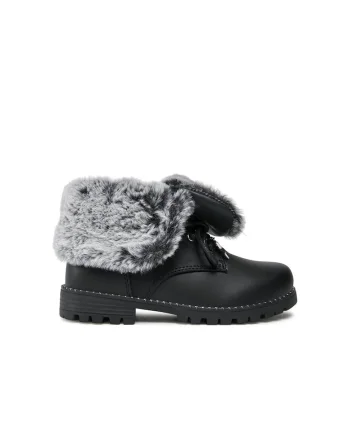 Botine dama,  64843, Piele ecologica, Negru