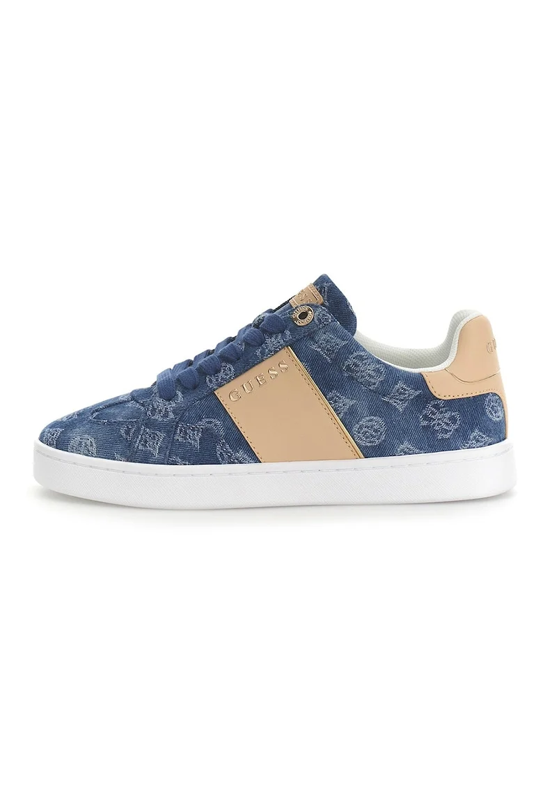 Pantofi sport din denim cu garnituri din piele ecologica, Albastru