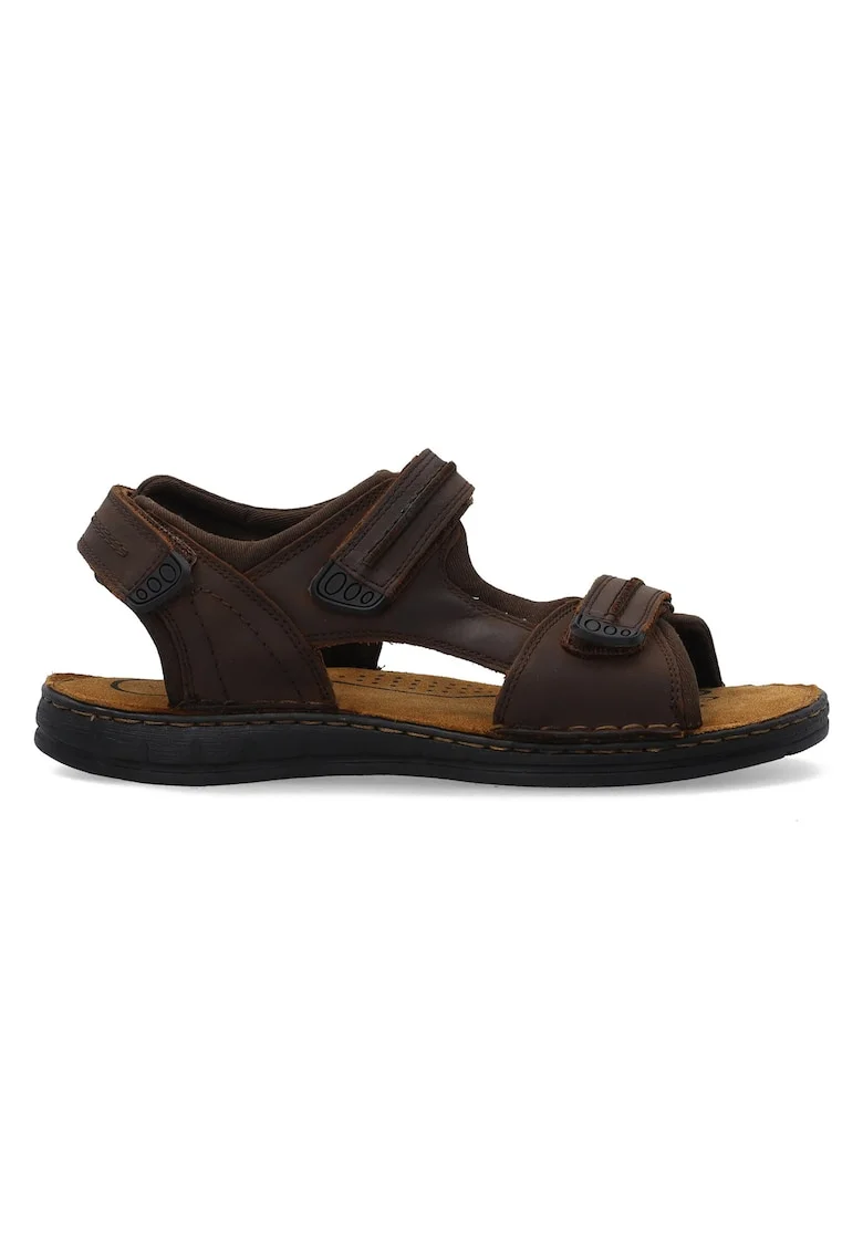 Sandale din piele uni cu velcro