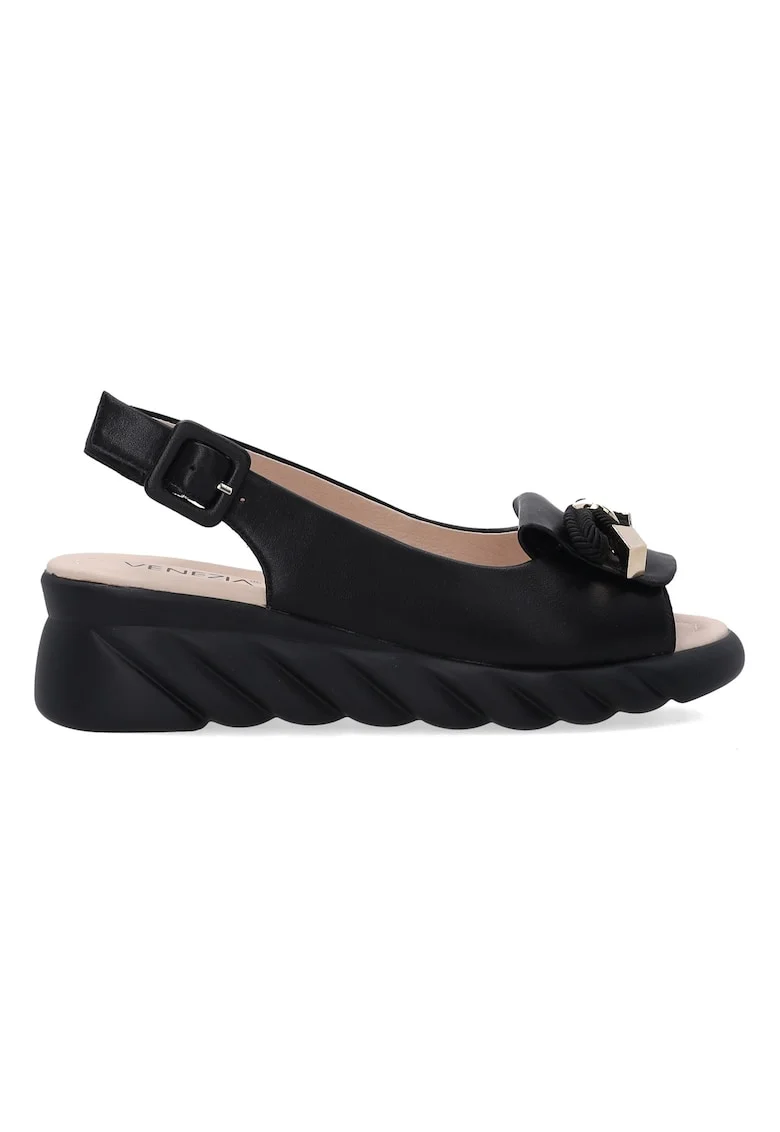 Sandale slingback din piele cu talpa wedge