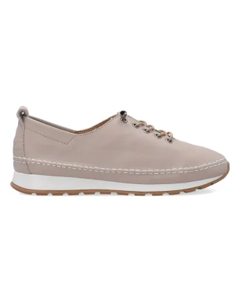 Pantofi sport din piele cu sireturi elastice si profil jos