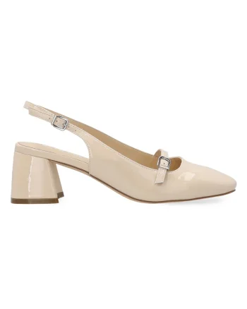 Pantofi slingback din piele lacuita