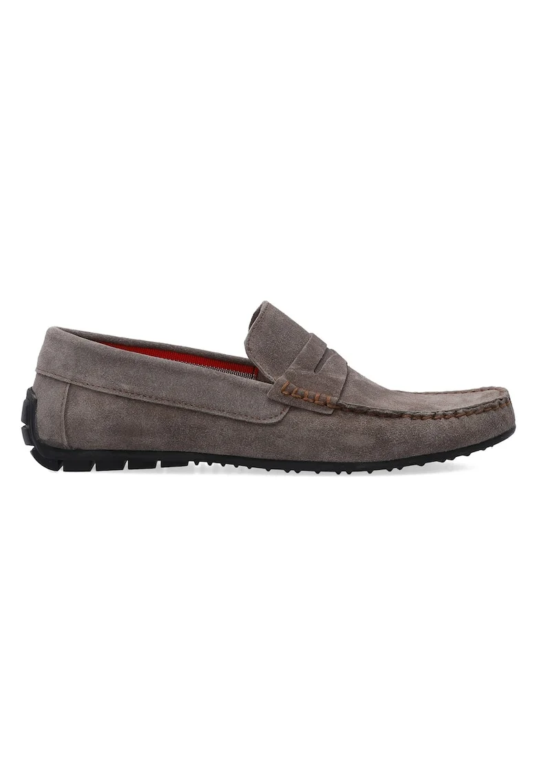 Pantofi loafer driver din piele intoarsa uni
