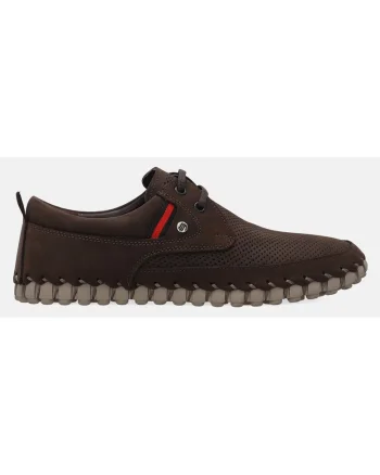 Pantofi din piele nabuc cu perforatii
