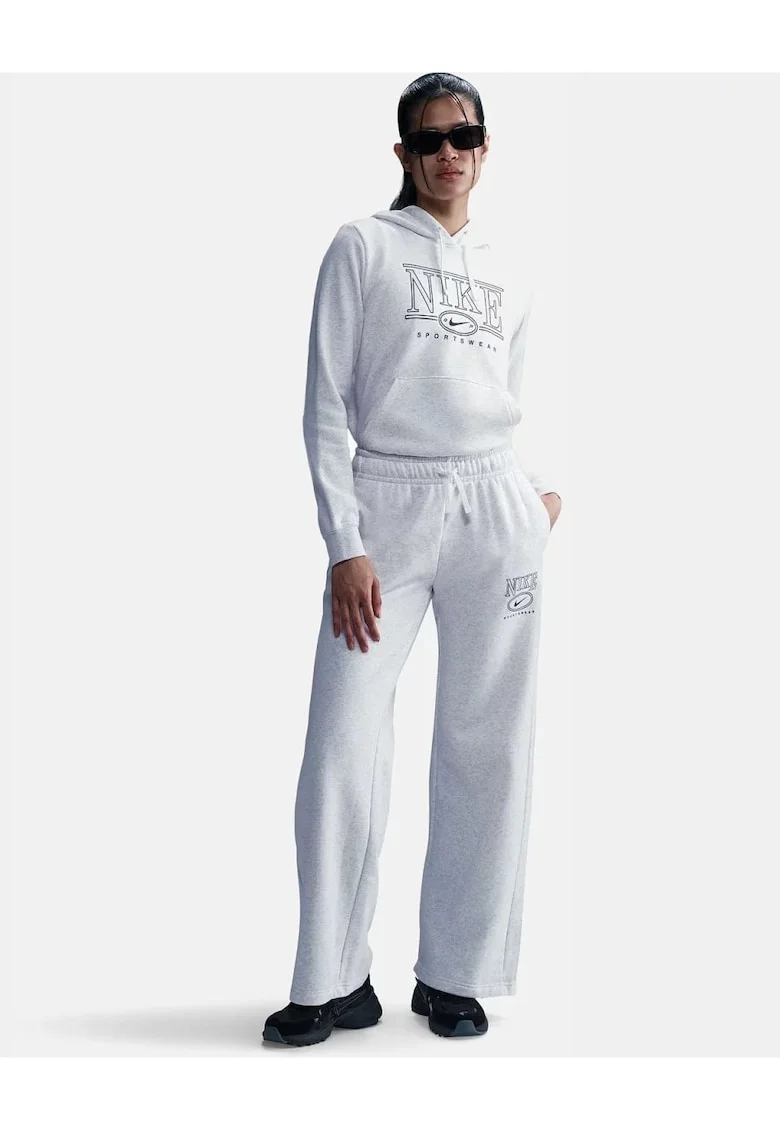 Hanorac Club Fleece cu imprimeu logo si buzunar kangaroo,