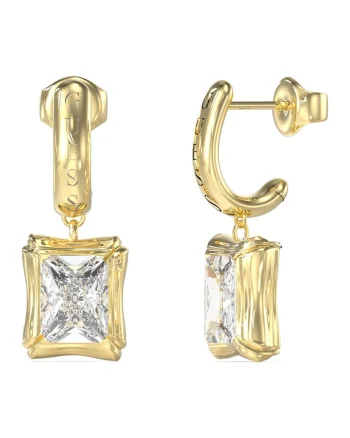 Cercei drop cu cristale, Auriu/Transparent