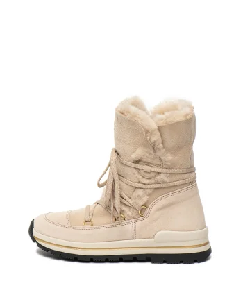 Ghete de piele intoarsa cu captuseala de blana shearling, fara inchidere Tanya