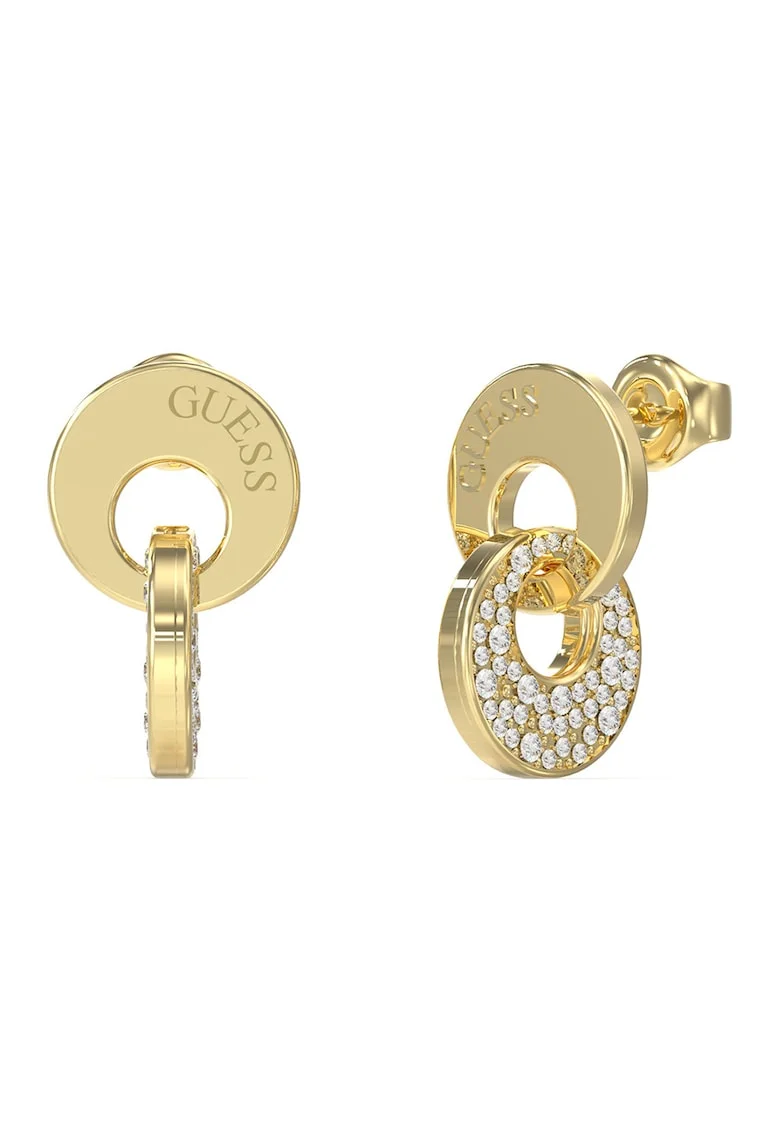 Cercei din otel inoxidabil Two Links, Auriu/Transparent
