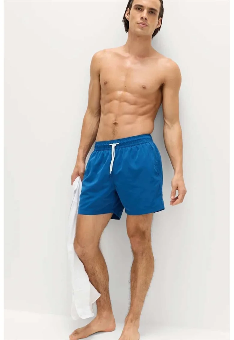 Pantaloni scurti de baie din material cu uscare rapida, Albastru inchis