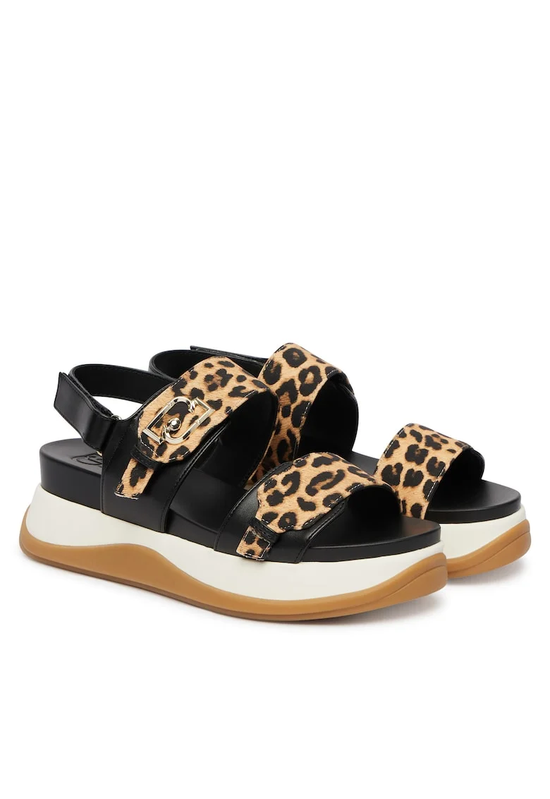Sandale dama  piele ecologica, velcro, multicolor