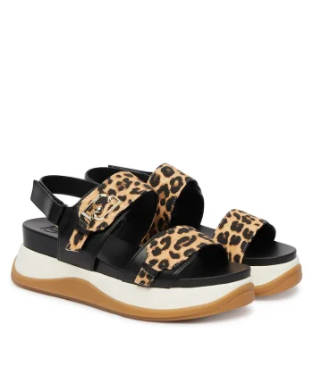 Sandale dama  piele ecologica, velcro, multicolor