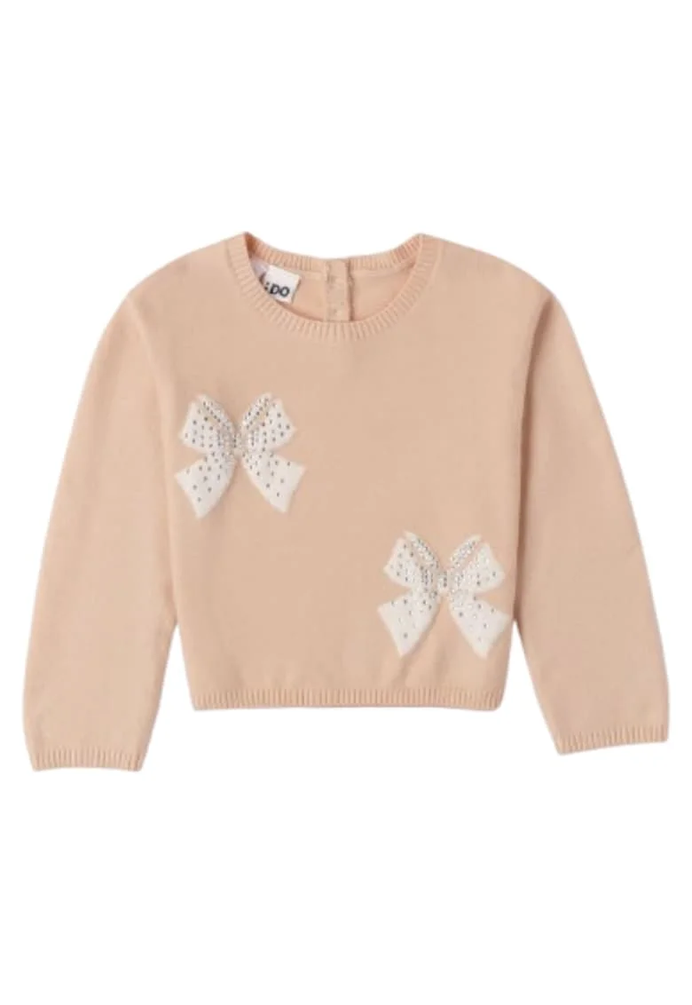Pulover iDO din Tricot Moale cu Fundite si Strass-uri