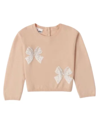Pulover iDO din Tricot Moale cu Fundite si Strass-uri