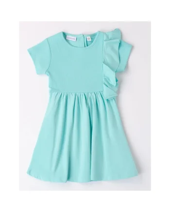 Rochie evazata cu fronseuri, Turcoaz deschis
