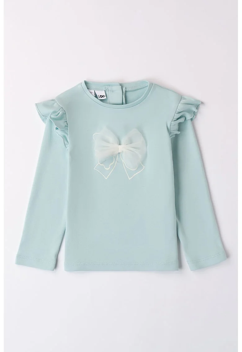 Bluza de bumbac cu funda, Albastru glaciar