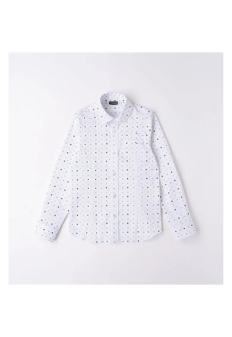 Camasa cu buline pentru baiat, Sarabanda, 0.6314, Alb/Bleu, Alb/Multicolor/Albastru