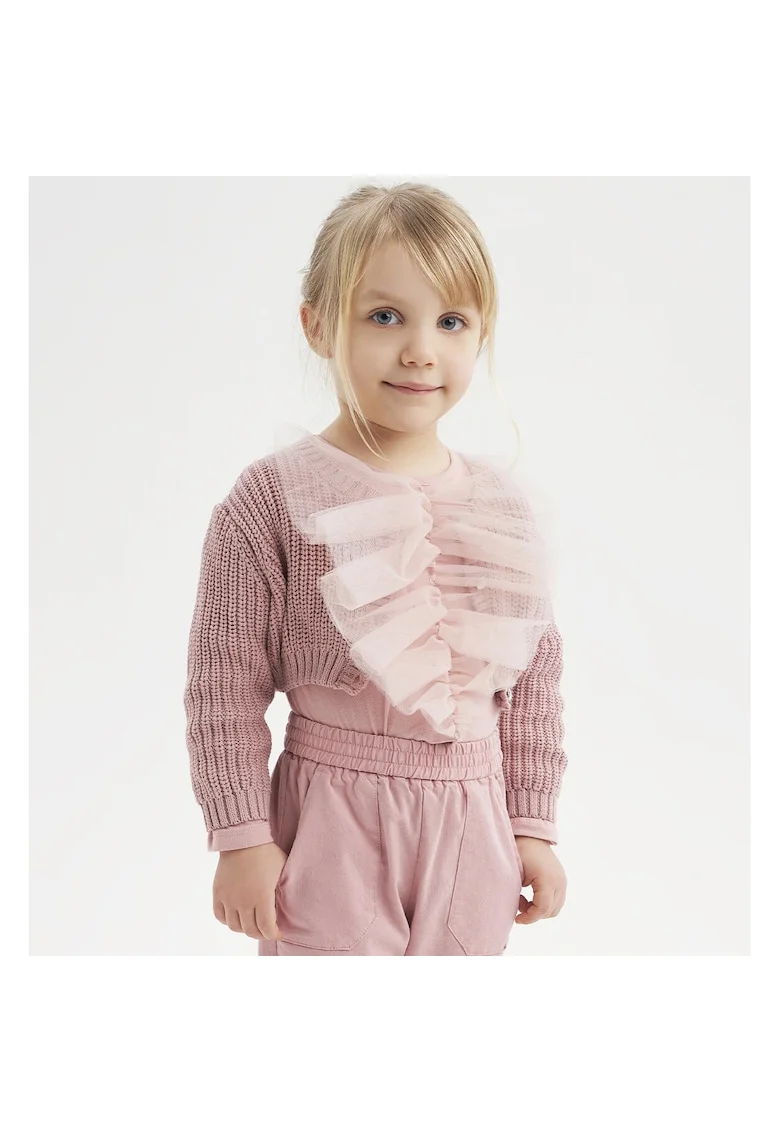 Bluza cu aplicatie tull pentru fetite, 0.7222, Roz