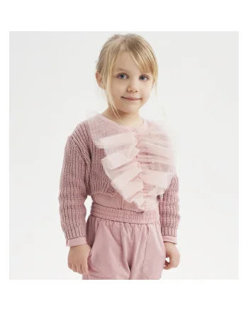 Bluza cu aplicatie tull pentru fetite, 0.7222, Roz